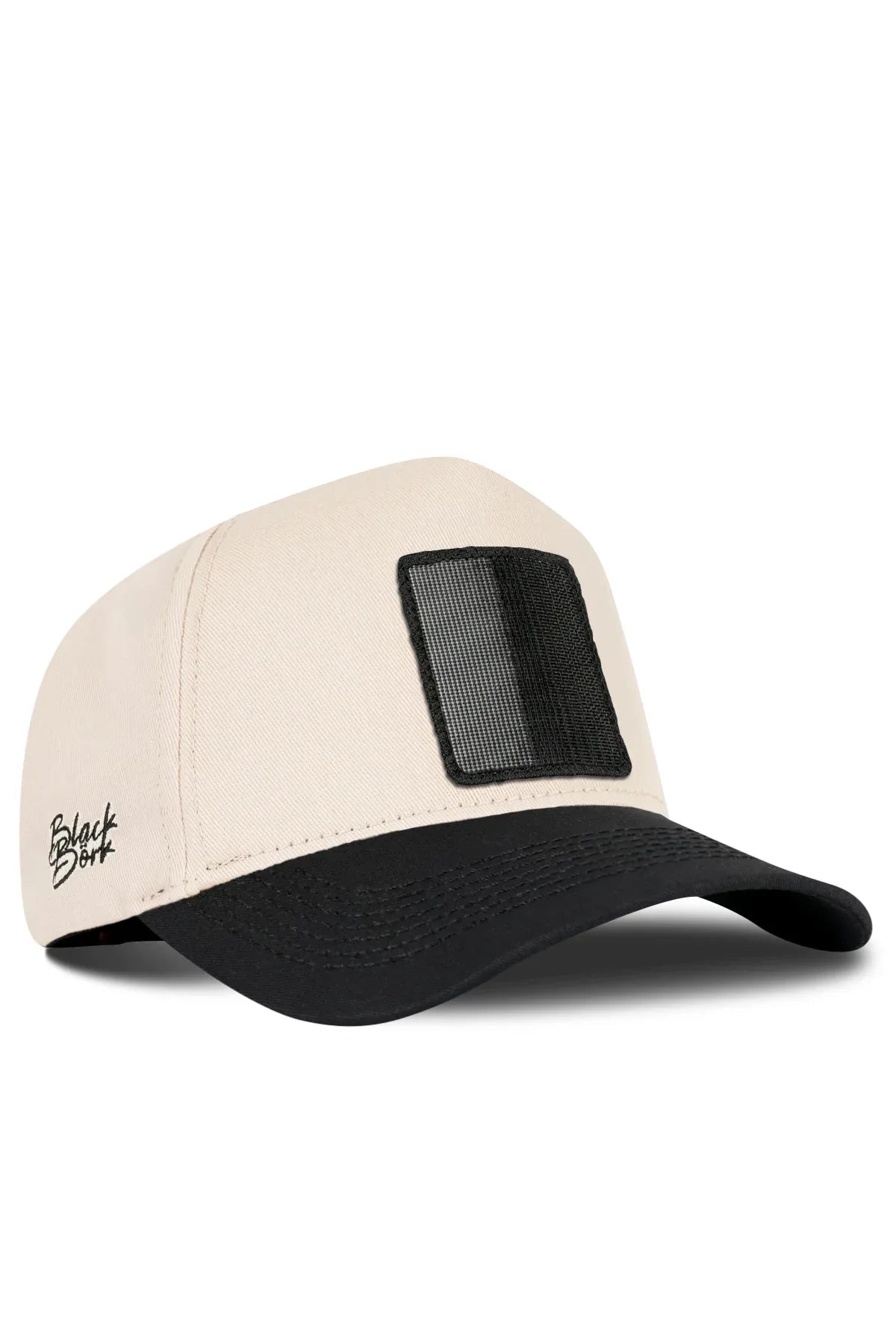 BlackBörk® Baseball Cap Beige Schwarz – Verstellbare Unisex Cap mit austauschbarem Patch