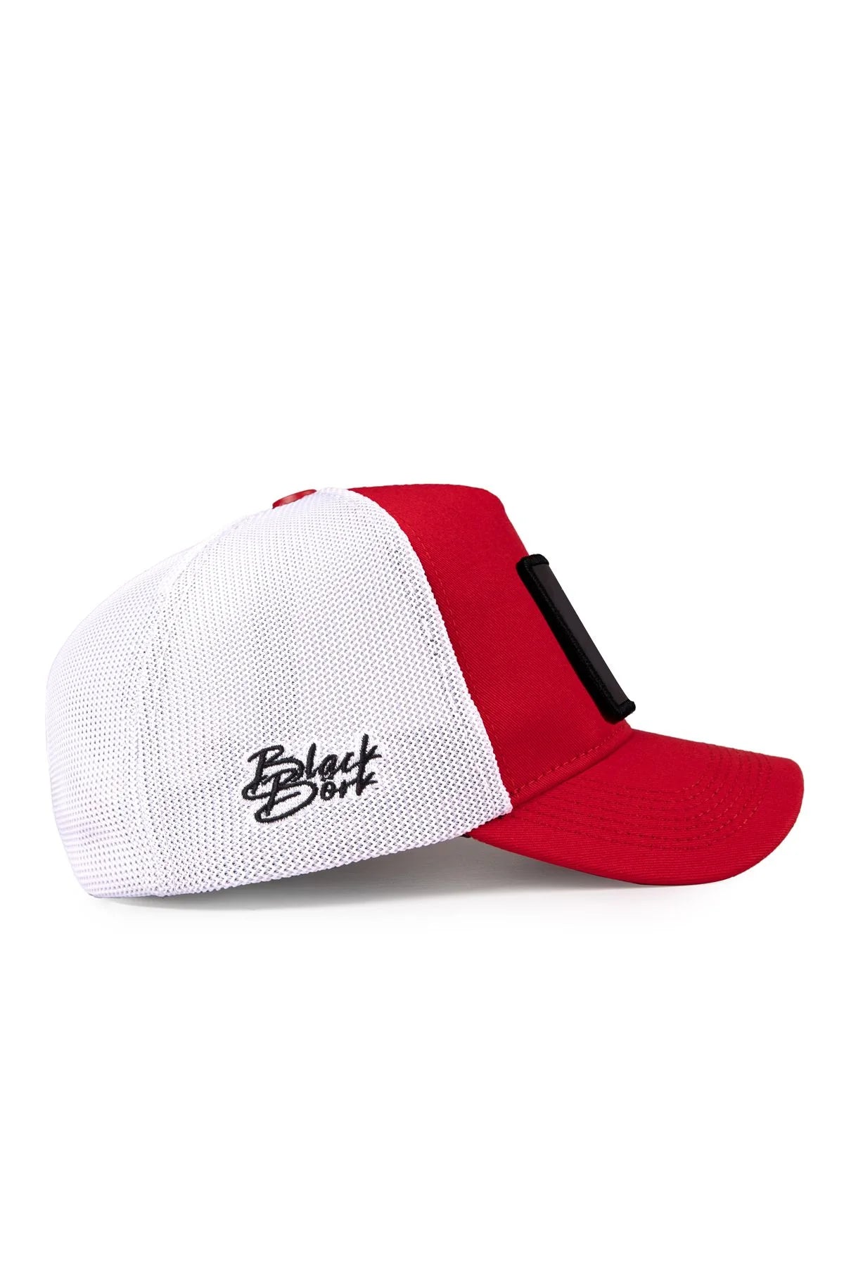 BlackBörk® Trucker Cap Rot Weiß – Austauschbarer Klett-Patch | Snapback Unisex