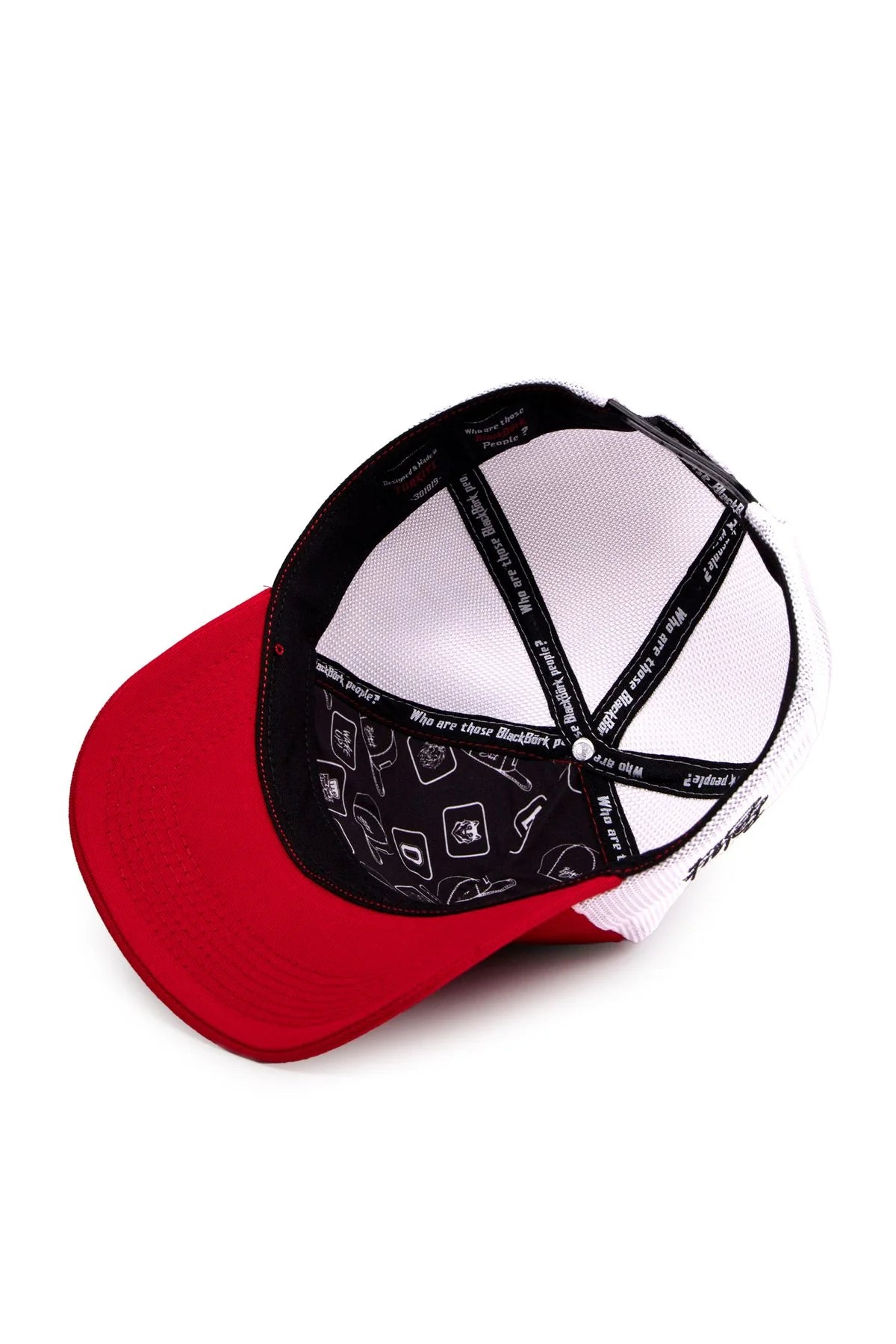 BlackBörk® Trucker Cap Rot Weiß – Austauschbarer Klett-Patch | Snapback Unisex