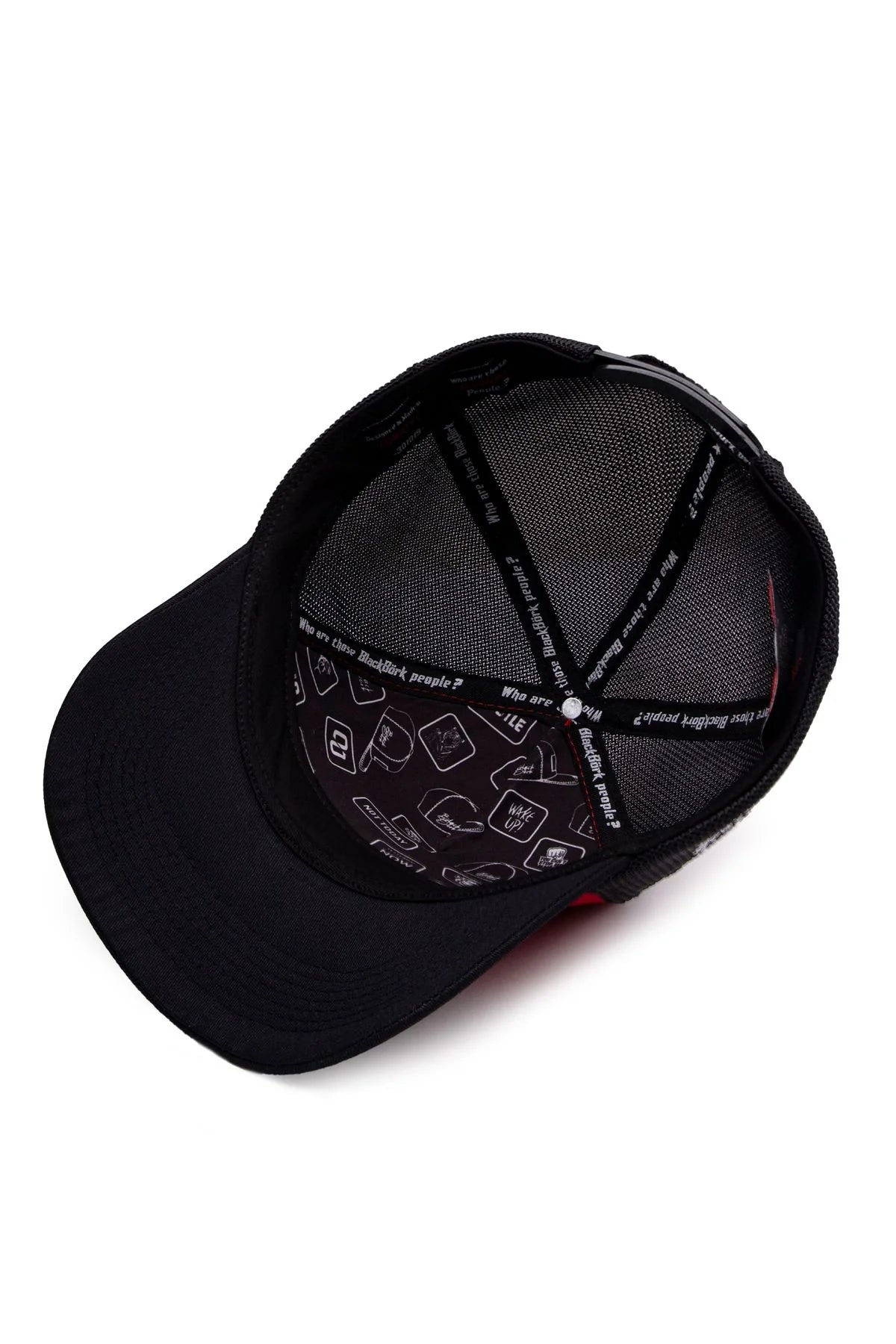 BlackBörk® Trucker Cap Schwarz  Rot Schwarz – Austauschbarer Klett-Patch | Snapback Unisex