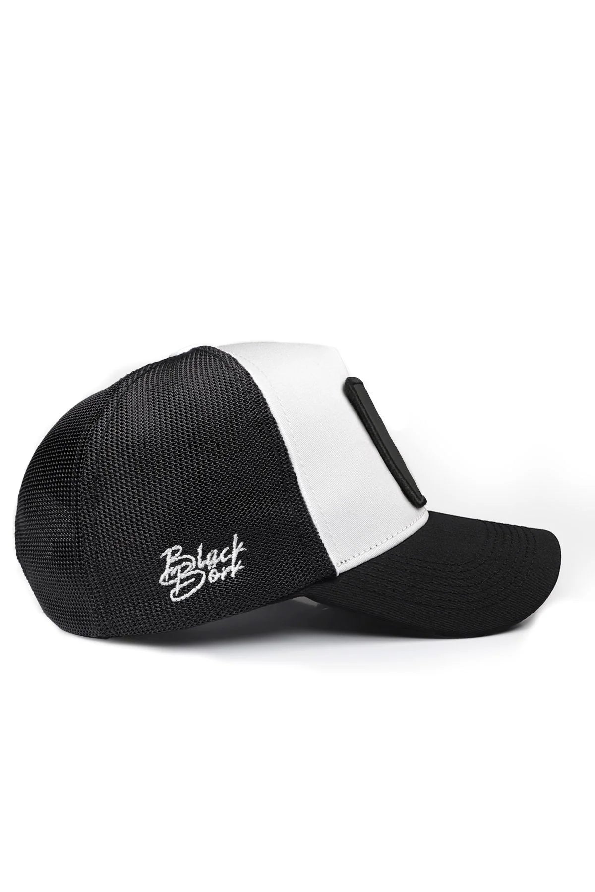 BlackBörk Cap Schwarz Weiß Schwarz– Austauschbarer Klett-Patch | Snapback Unisex